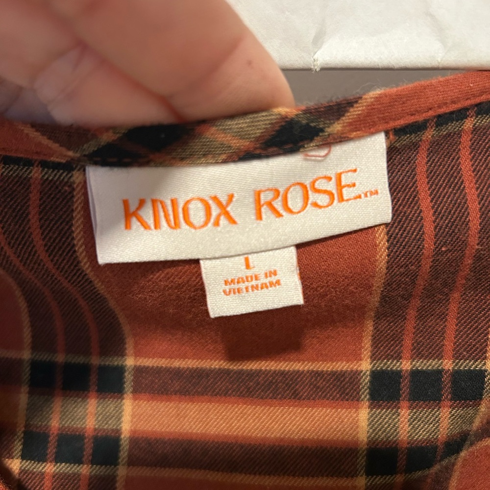 Knox Rose Rust Plaid Babydoll Dress - Picture 4 of 5